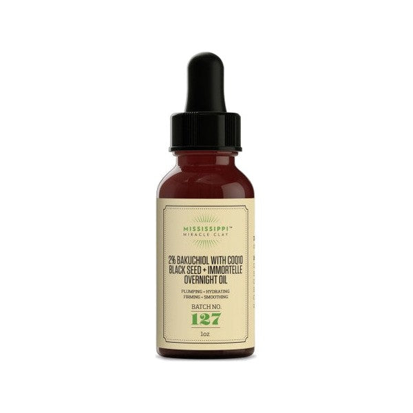 2% Bakuchiol Overnight Oil with CoQ10 and black seed, a gentle retinol alternative for firmer skin