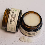 Refining Lip Polish, open and closed jars showing the smooth balm