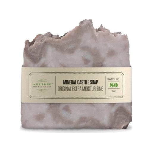 Unscented Mineral Castile Soap, an olive oil bar with mineral clay for gentle face and body cleansing