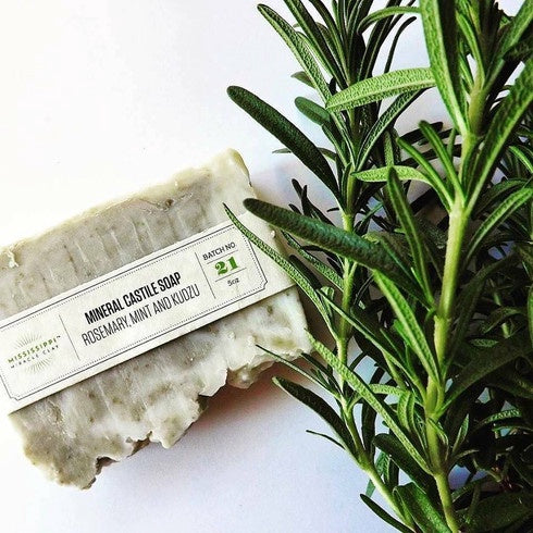 Rosemary Mint Castile Soap with rosemary and greenery
