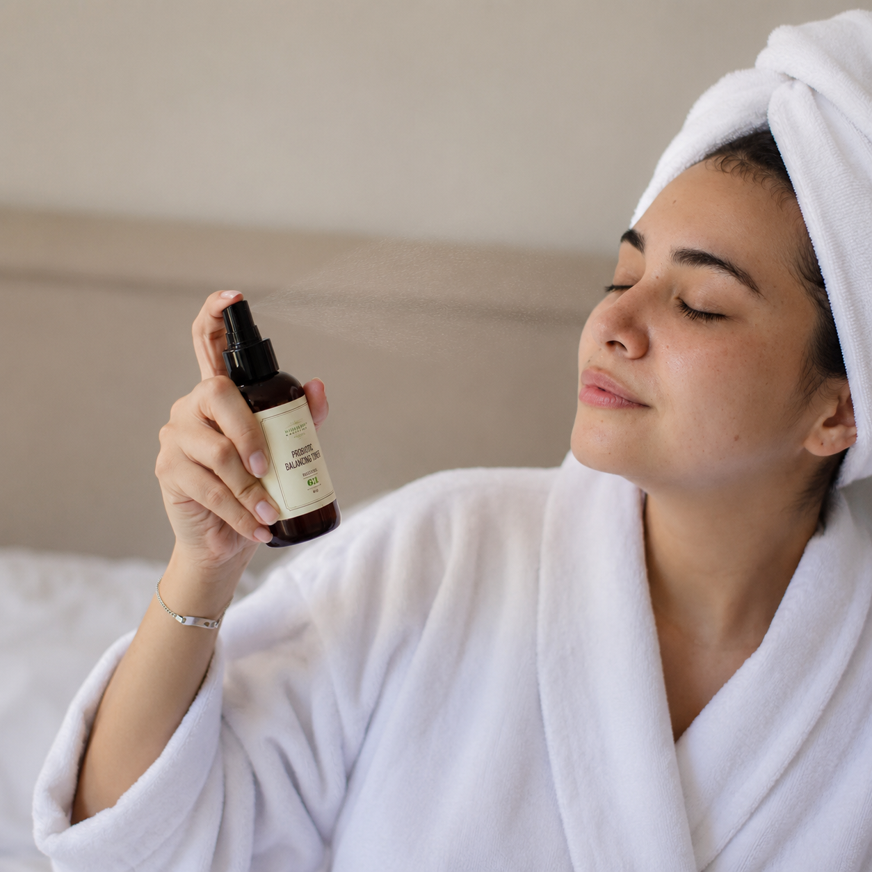 Applying Probiotic Balancing Toner