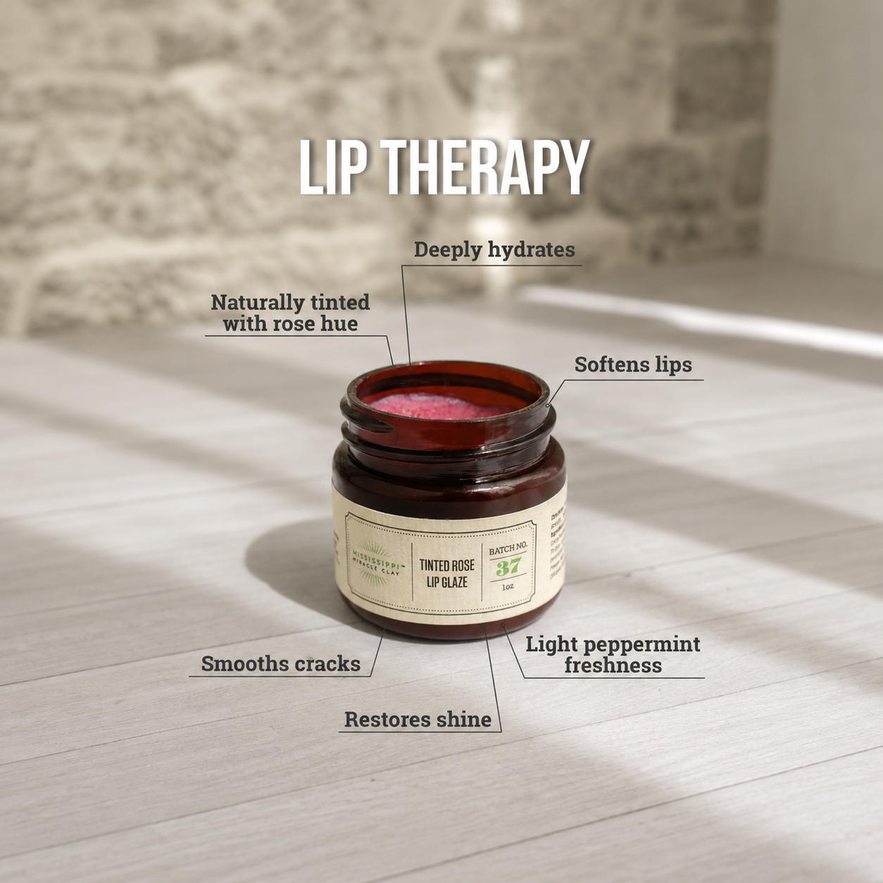Rose Tinted Lip Glaze on lips